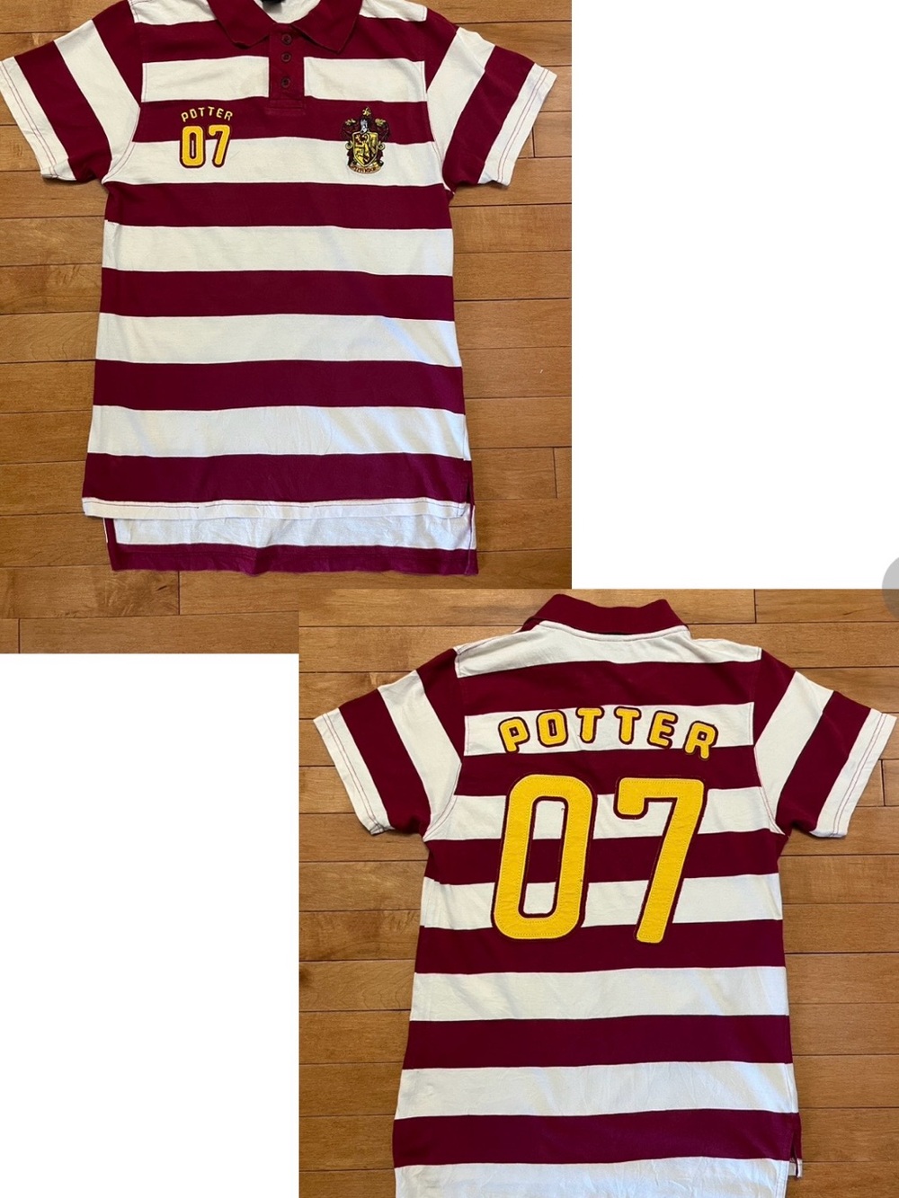 Warner Bros. Harry Potter Kids' Maroon & White Striped Polo Shirt - Potter 07